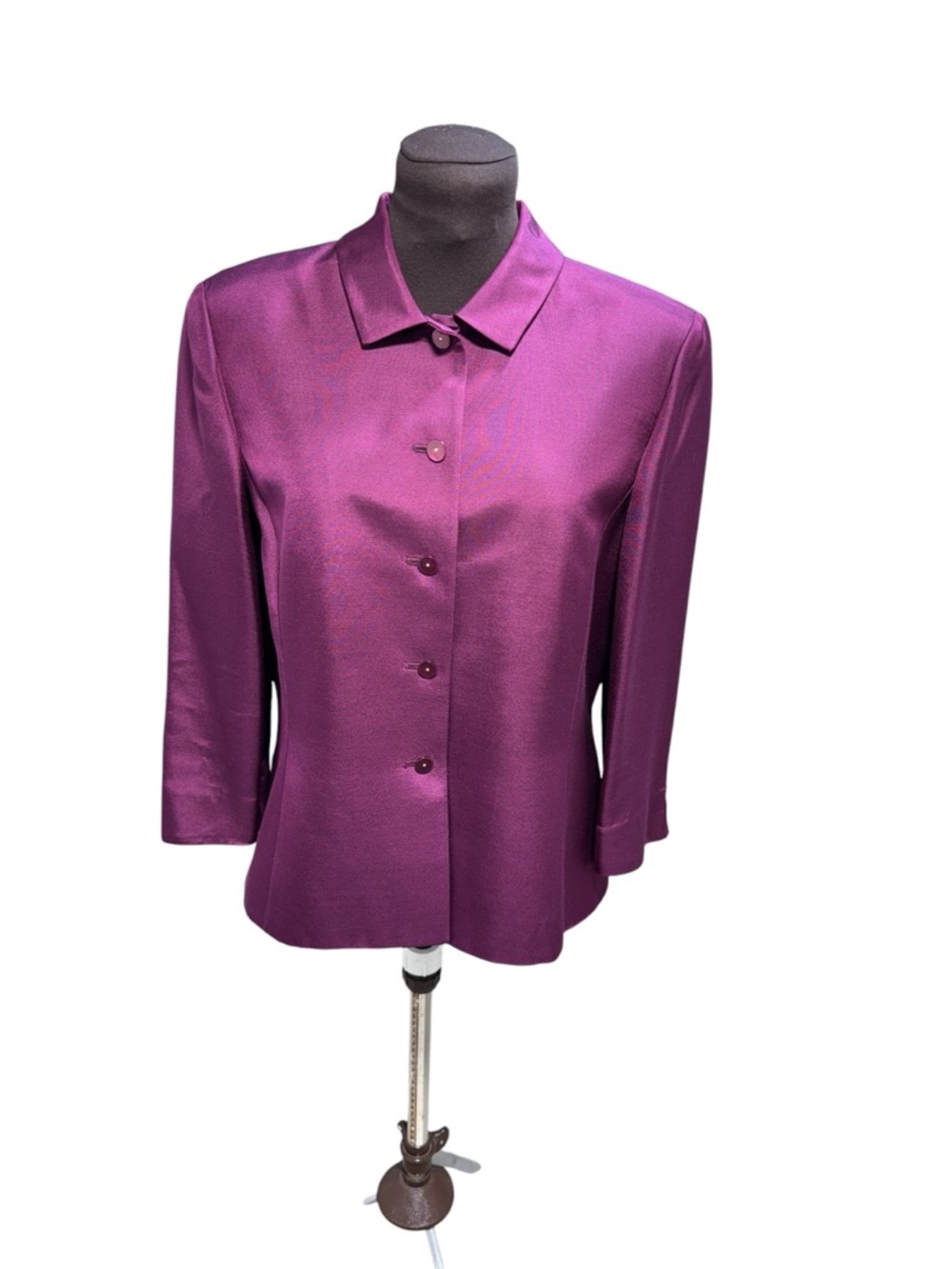 Dana Buchman Womens Size 10 Petite Purple Silk Wool Blend Blazer Jacket